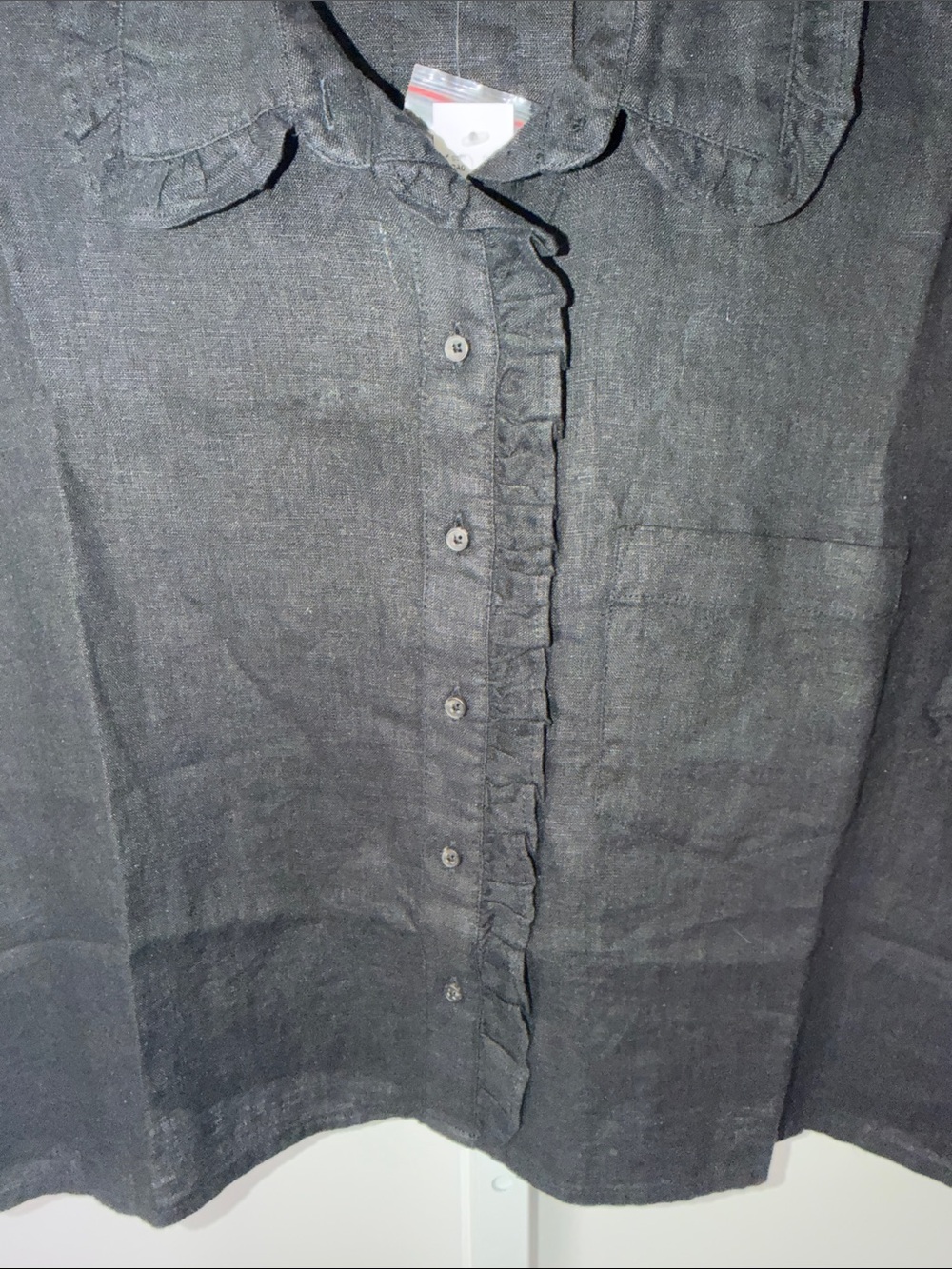 J. Crew Black Ruffle-Trim Button Front Shirt - Picture 4 of 6